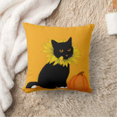 ハロウィーンブラックキャットとカボチャ クッション (ブランケット)