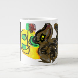 ハロウィーンブラックキャットとカボチャ ジャンボコーヒーマグカップ