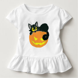 ハロウィーンブラックキャットとカボチャ トドラーTシャツ