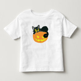 ハロウィーンブラックキャットとカボチャ トドラーTシャツ