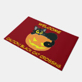 ハロウィーンブラックキャットとカボチャ ドアマット (アングル)