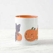 ハロウィーンブラックキャットとカボチャ マグカップ (中央)