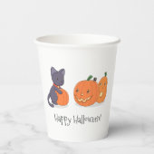 ハロウィーンブラックキャットとカボチャ 紙コップ (裏面)