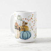 ハロウィーンブラックキャットとカラフル秋カボチャ コーヒーマグカップ (正面左)