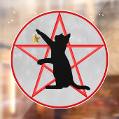 ハロウィーンブラックキャットとスターレッドペンタグラムグレー ウィンドウサイン (シート2)