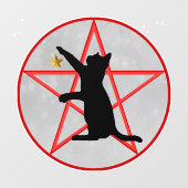 ハロウィーンブラックキャットとスターレッドペンタグラムグレー ウィンドウサイン (シート)