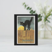 ハロウィーンブラックキャットとフルムーン ポストカード (スタンド正面)