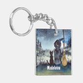 ハロウィーンブラックキャットと魔女スターリーナイト キーホルダー (正面左)