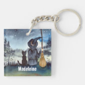 ハロウィーンブラックキャットと魔女スターリーナイト キーホルダー (裏面)