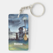 ハロウィーンブラックキャットと魔女スターリーナイト キーホルダー (裏面)