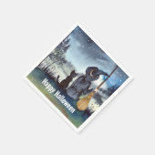 ハロウィーンブラックキャットと魔女スターリーナイト スタンダードカクテルナプキン (角)