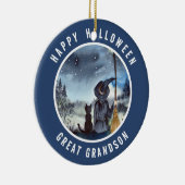 ハロウィーンブラックキャットと魔女スターリーナイト セラミックオーナメント (右)