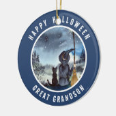 ハロウィーンブラックキャットと魔女スターリーナイト セラミックオーナメント (左)