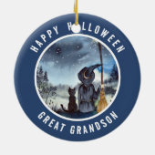 ハロウィーンブラックキャットと魔女スターリーナイト セラミックオーナメント (裏面)