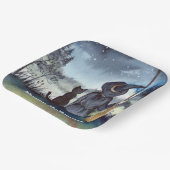 ハロウィーンブラックキャットと魔女スターリーナイト ペーパープレート (傾斜あり)