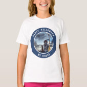 ハロウィーンブラックキャットと魔女スターリーナイト Tシャツ (正面)