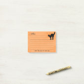 ハロウィーンブラックキャットアイコニックシルエットオレンジ ポストイット (デスク上)