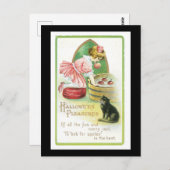 ハロウィーンブラックキャットアンドガール ポストカード (正面/裏面)