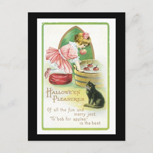 ハロウィーンブラックキャットアンドガール ポストカード (正面)