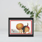 ハロウィーンブラックキャットアンドボーイ ポストカード (スタンド正面)