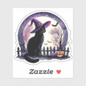 ハロウィーンブラックキャットウィッチとこうもりシール シール (シート)