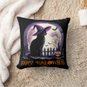 ハロウィーンブラックキャットウィッチとこうもり クッション (ブランケット)