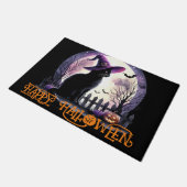ハロウィーンブラックキャットウィッチとこうもり ドアマット (アングル)