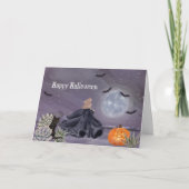 ハロウィーンブラックキャットウィッチカボチャ多肉こうもり カード (正面)