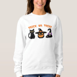 ハロウィーンブラックキャットウィッチトリックまたはトリートデザイン スウェットシャツ