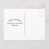 ハロウィーンブラックキャットウィッチハットイラストレーション シーズンポストカード (裏面)