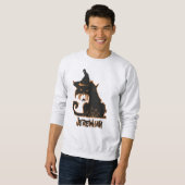 ハロウィーンブラックキャットウィッチ不気味クモ スウェットシャツ (正面フル)