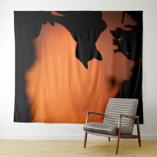 ハロウィーンブラックキャットオレンジカスタマイズ色の背景 タペストリー (インサイチュ(横))