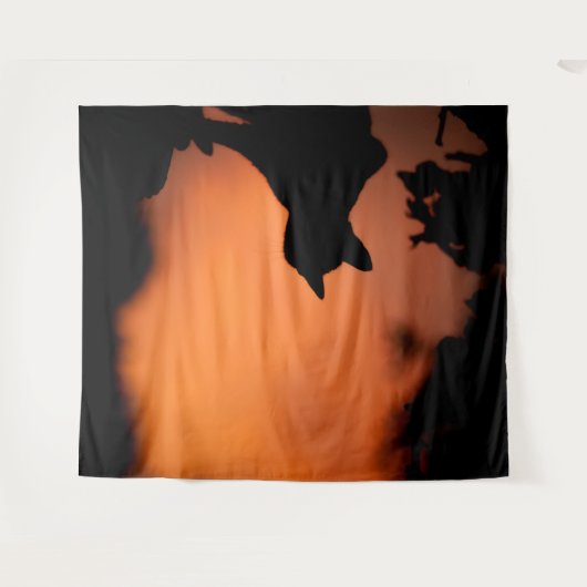 ハロウィーンブラックキャットオレンジカスタマイズ色の背景 タペストリー (正面(横))