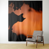 ハロウィーンブラックキャットオレンジカスタマイズ色の背景 タペストリー (インサイチュ)