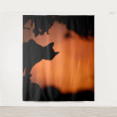 ハロウィーンブラックキャットオレンジカスタマイズ色の背景 タペストリー (正面)