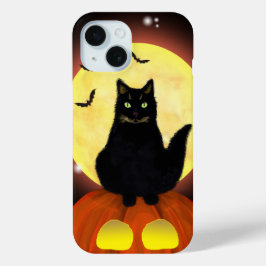 ハロウィーンブラックキャットオンカボチャ iPhone 15ケース