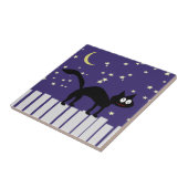 ハロウィーンブラックキャットオンフェンス タイル (側面)