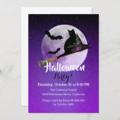 ハロウィーンブラックキャットオンブロムフルムーンパーティー 招待状 (正面/裏面)