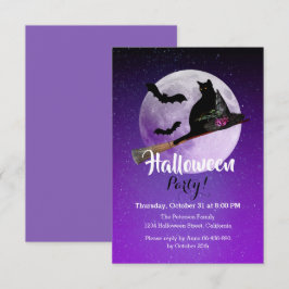 ハロウィーンブラックキャットオンブロムフルムーンパーティー 招待状