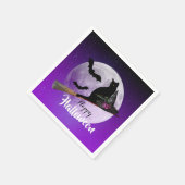 ハロウィーンブラックキャットオンブロムフルムーン スタンダードカクテルナプキン (角)