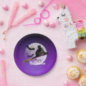 ハロウィーンブラックキャットオンブロムフルムーン ペーパープレート (パーティー)