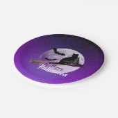 ハロウィーンブラックキャットオンブロムフルムーン ペーパープレート (アングル)