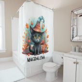 ハロウィーンブラックキャットオータムウィッチー シャワーカーテン (インサイチュ)