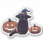 ハロウィーンブラックキャットオーバーサイズTシャツ シール (正面)