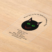 ハロウィーンブラックキャットカスタム アクリル招待状 (レイダウン)