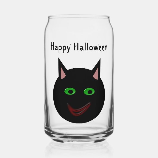 ハロウィーンブラックキャットカスタム ガラス缶 (正面)