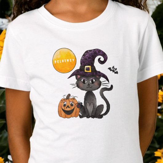 ハロウィーンブラックキャットカボチャの名前 Tシャツ