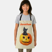ハロウィーンブラックキャットカボチャカスタムの子供 エプロン (インサイチュ)
