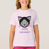 ハロウィーンブラックキャットキュート顔 Tシャツ (正面)