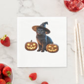 ハロウィーンブラックキャットクラシック魔法Tシャツ スタンダードランチョンナプキン (インサイチュ)